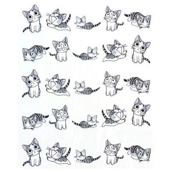 3d Svart Grå Katt Negle Kunst Dekaler