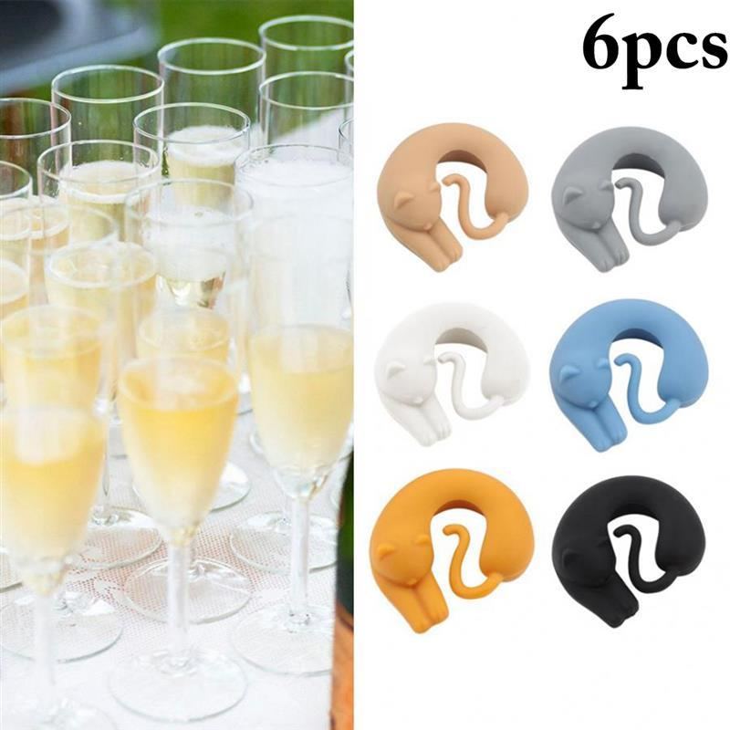 6 Stk Kattdesign Vinglass Sjarm