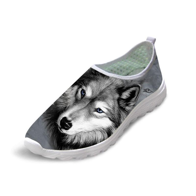 Casual Mesh Sko 3d Kul Hundetrykt Slip-on