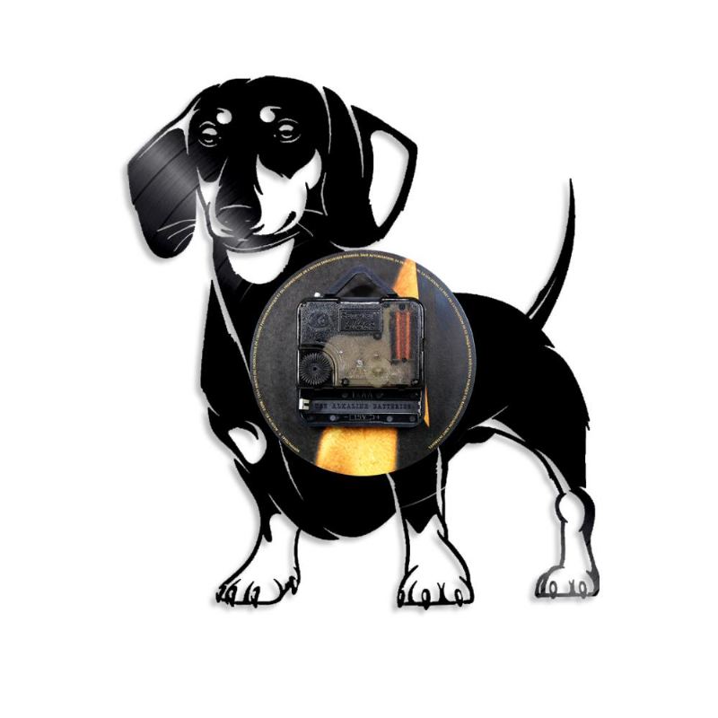 Dachshund Hund Vinyl Plate Veggklokke