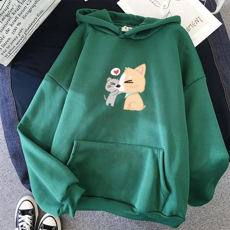 Søt Corgi Hettegenser Med O-hals
