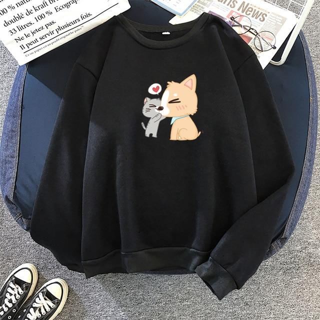 Søt Corgi Hettegenser Med O-hals