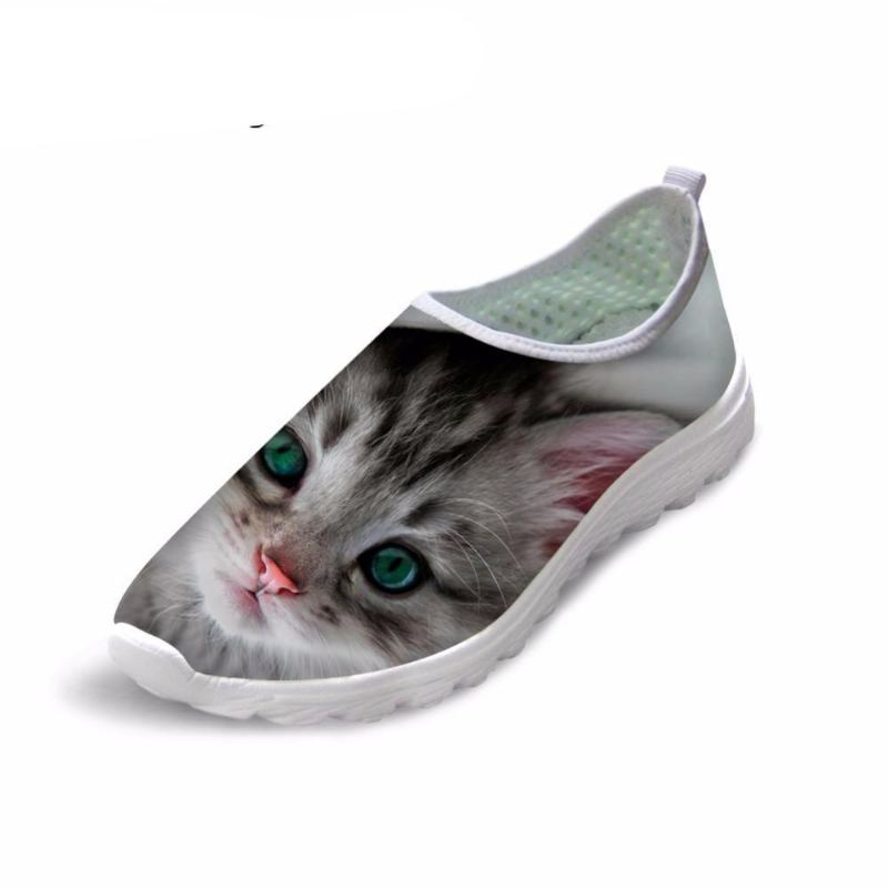 Søte 3d Ensomme Kattetrykk Air Mesh Sko
